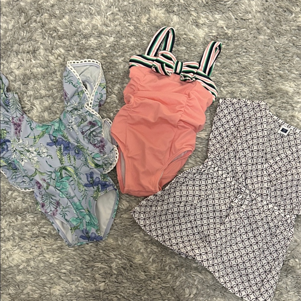 Janie and Jack Pink and Floral Kids Swim Set